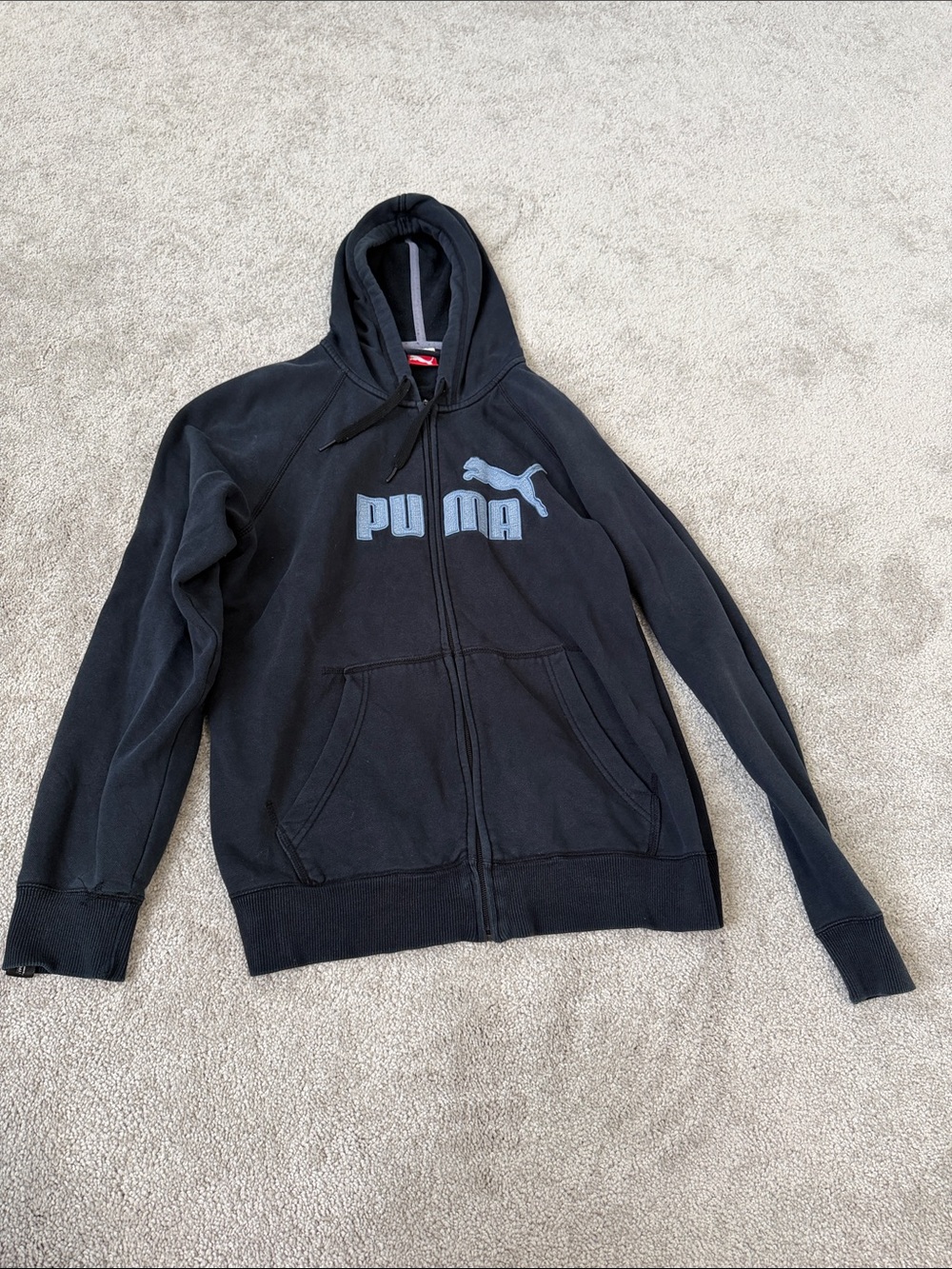 Puma Black Kids Zip-Up Hoodie with Gray Logo